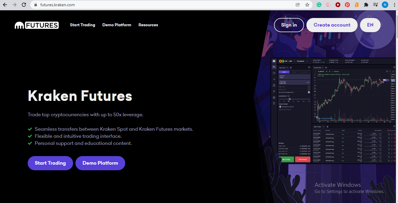 kraken futures homepage