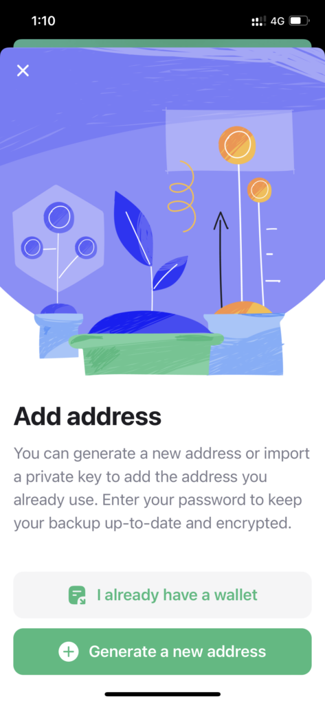 Generate a new address simplehold