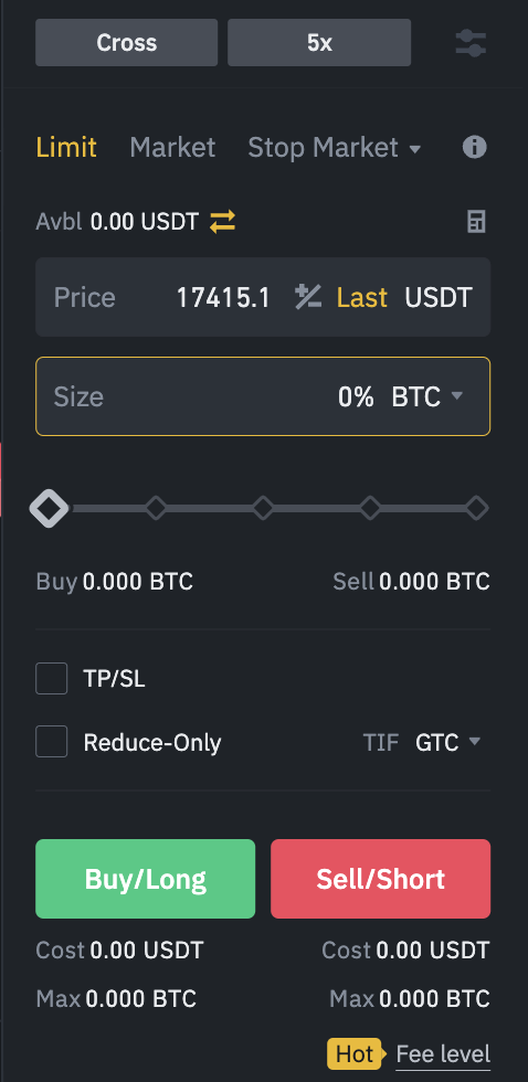 Decide the direction of your trade and position size binance