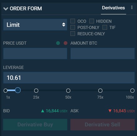 bitfinex order form