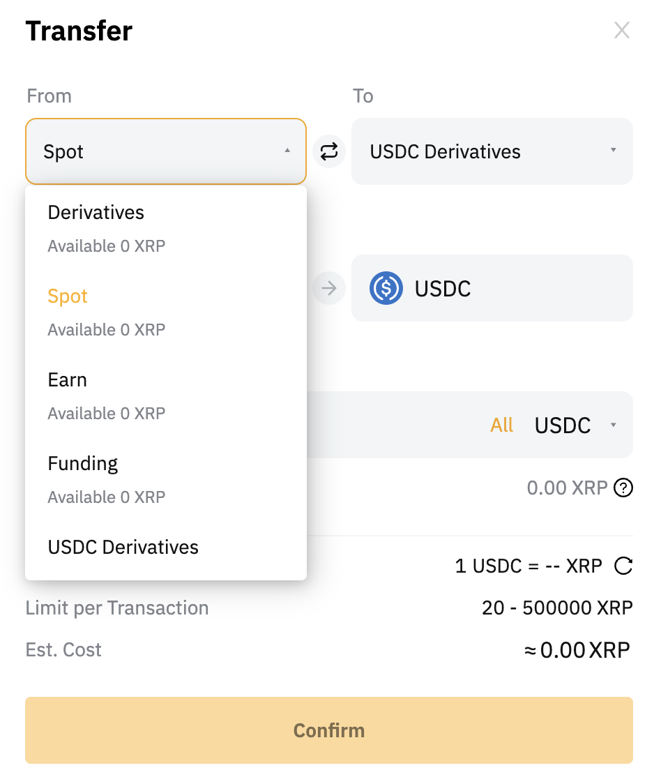 transfer USDC from your Spot wallet bybit
